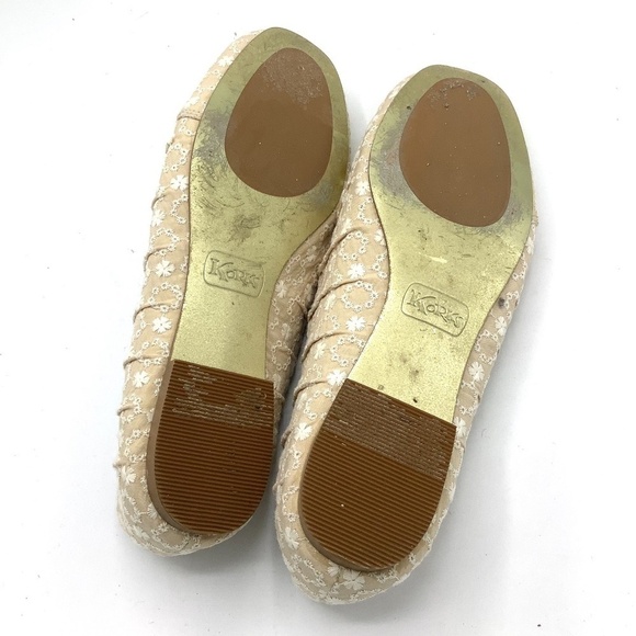 Korks‎ Palmer Beige White Floral Eyelet Slip On  Flats 7 - Picture 11 of 12